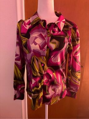Missoni for Target Abstract Print Button Up Blouse Size S Pink Multicolor